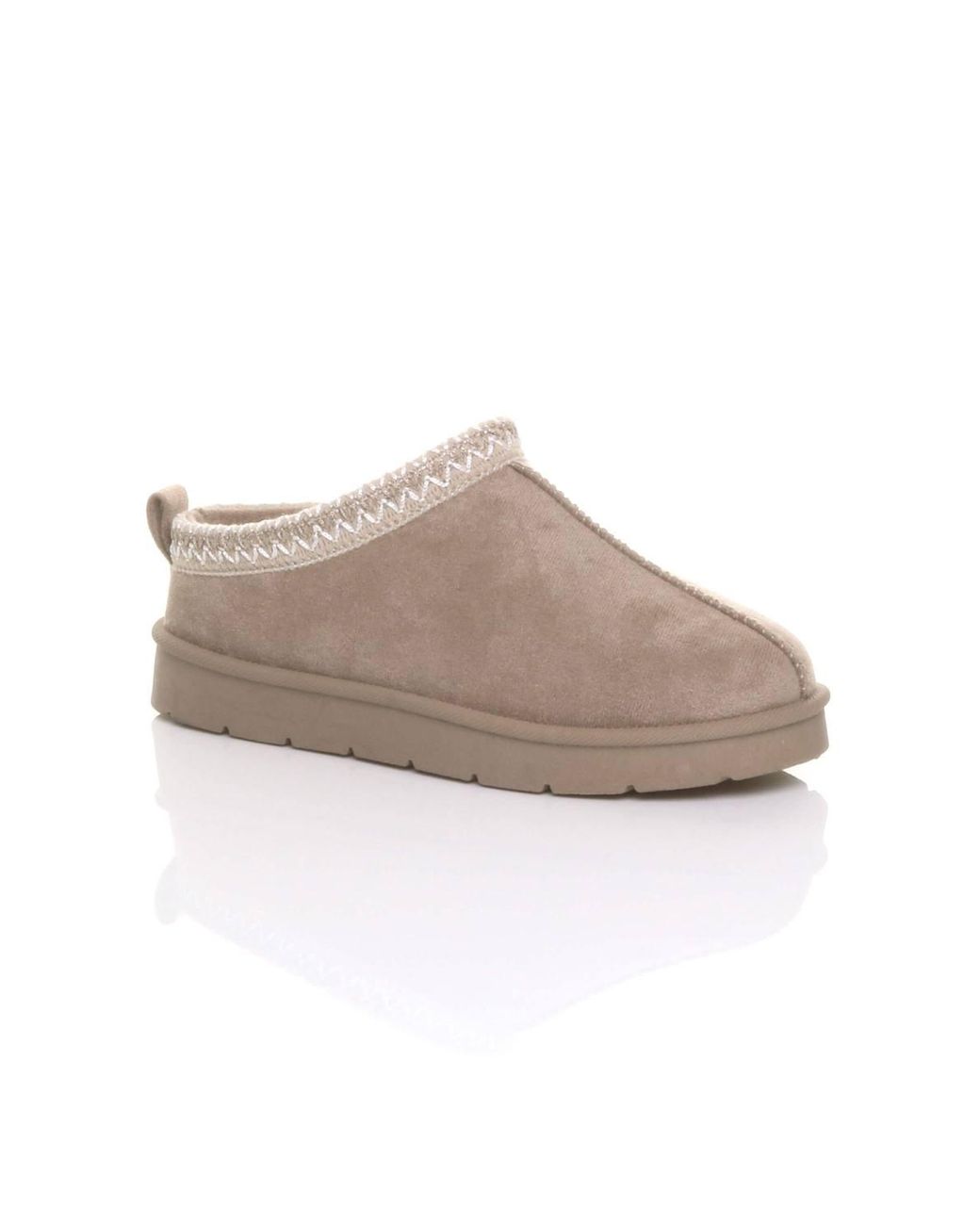 AJVANI Natural Faux Fur Lined Comfy Aztec Embroidered Ultra Mini Booties Slippers