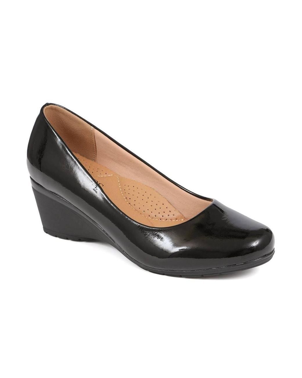 Pavers Black Wedge Heel Slip-On Pumps
