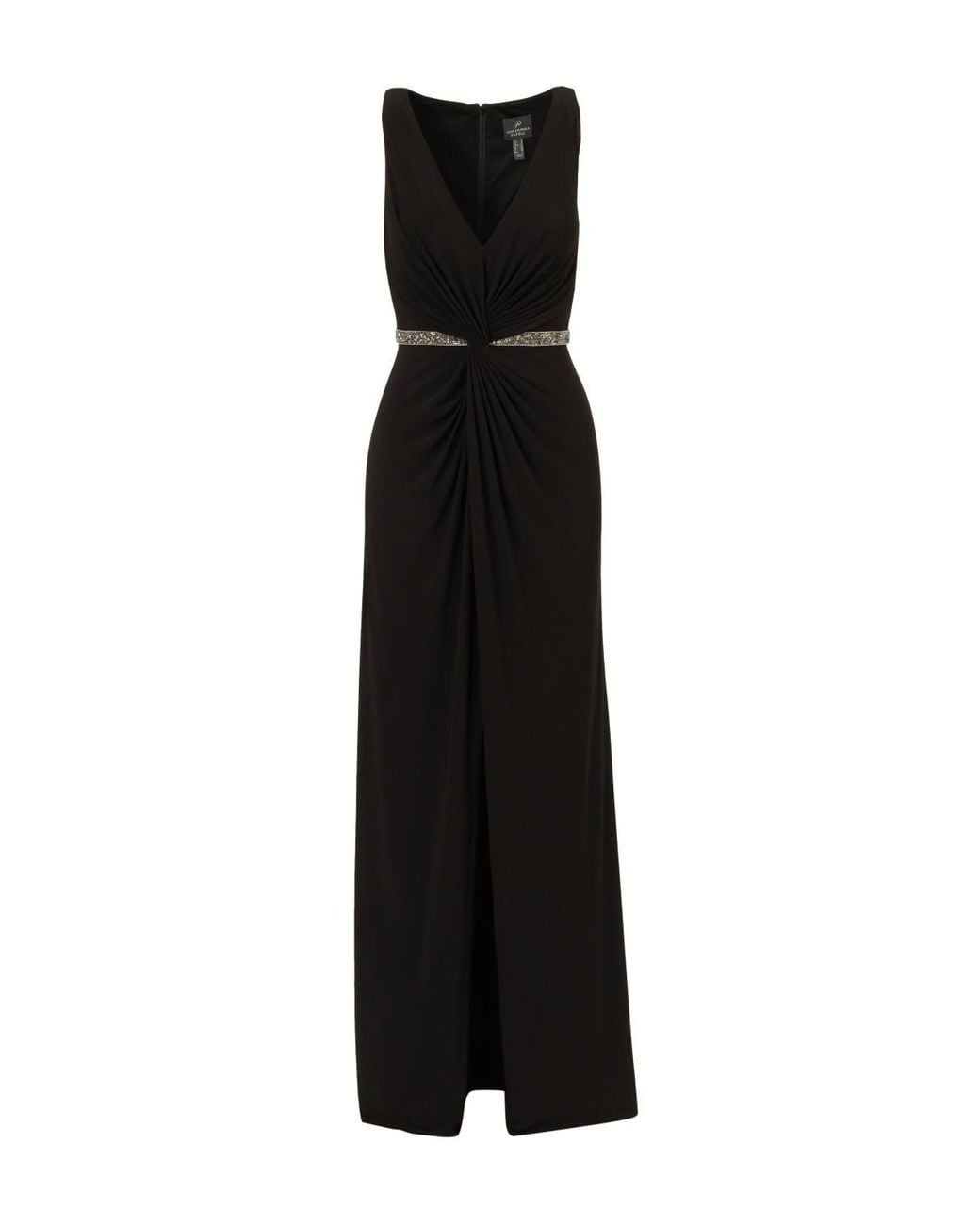 Adrianna Papell Black Draped Jersey Gown Dress