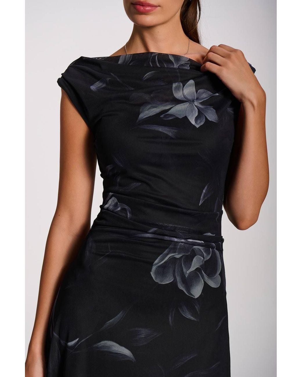 Jolie Moi Black Multiway Neckline Mesh Maxi Dress