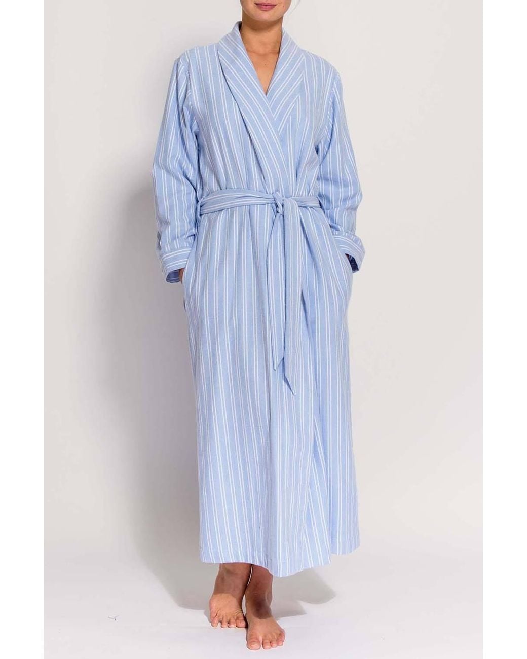 British Boxers Blue 'Westwood' Stripe Brushed Cotton Dressing Gown