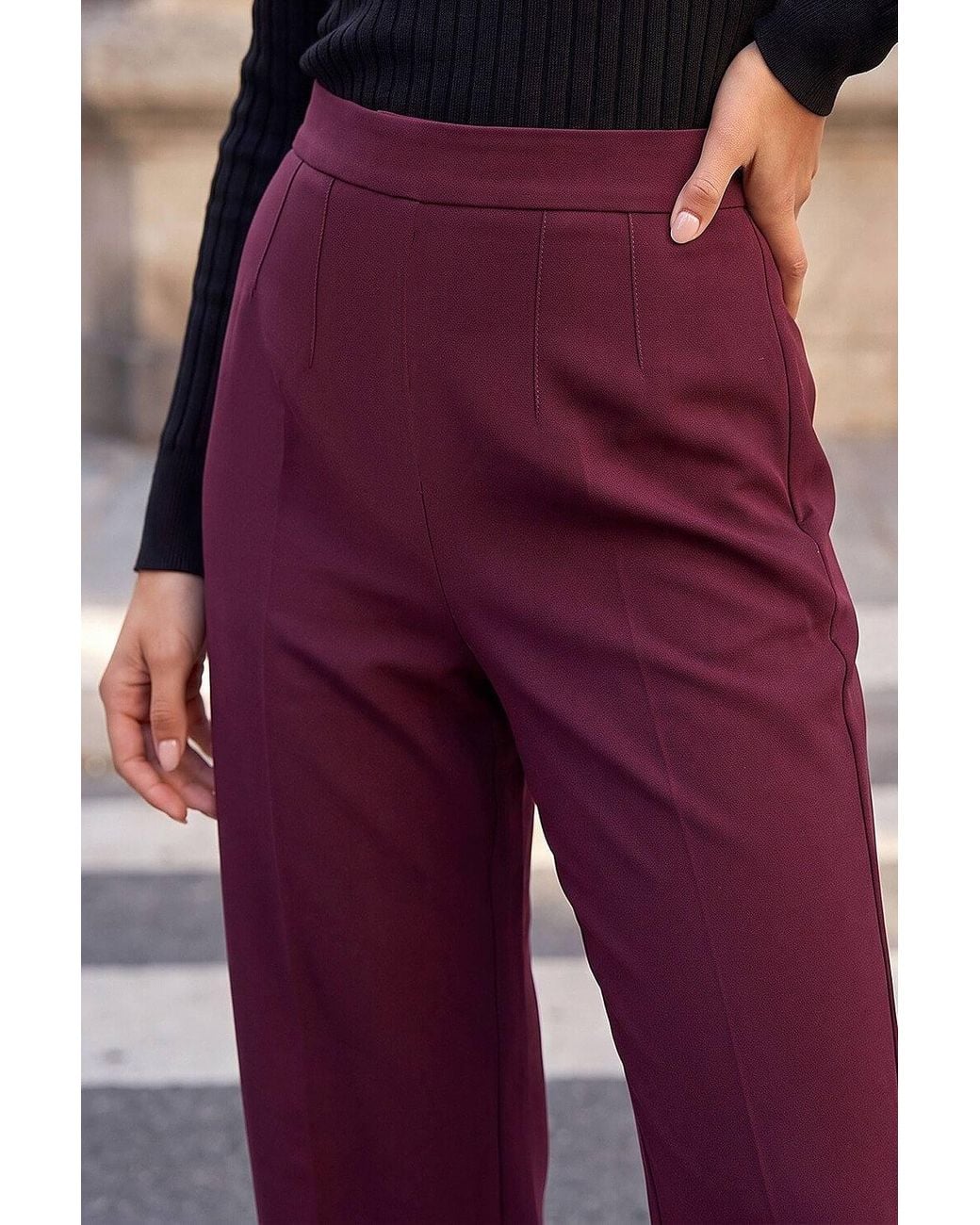 Roman Purple Petite Straight Leg Ponte Stretch Trouser