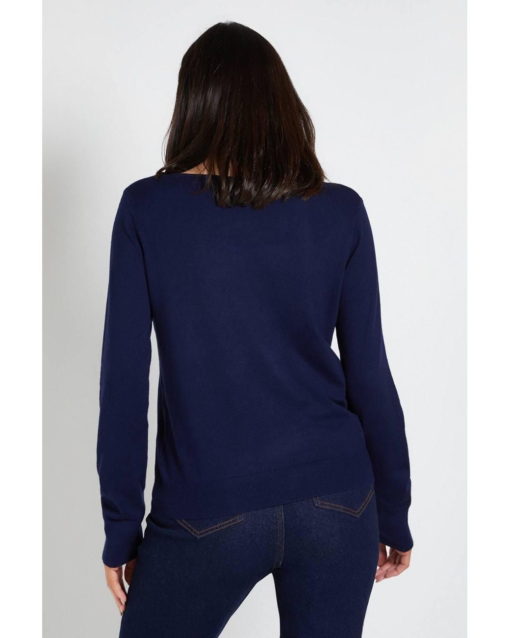 Wallis Blue Asymetric Gathered Knitted Jumper
