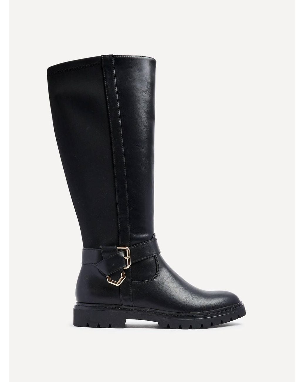 Linzi Black Regent Faux Leather High Leg Boot