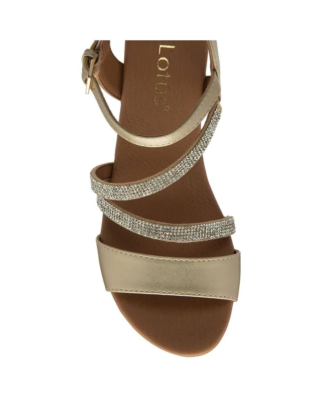 Lotus Metallic 'Goldie' Open-Toe Wedge Sandals
