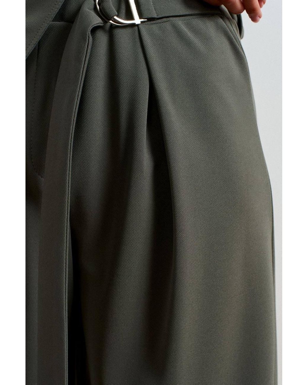 Dilvin Green High-Waist Wide-Leg Crepe Trousers