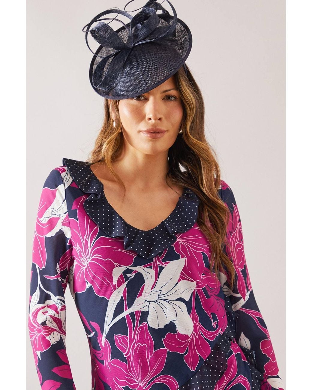 Wallis Pink Floral Mixed Print Ruffle Midi Dress