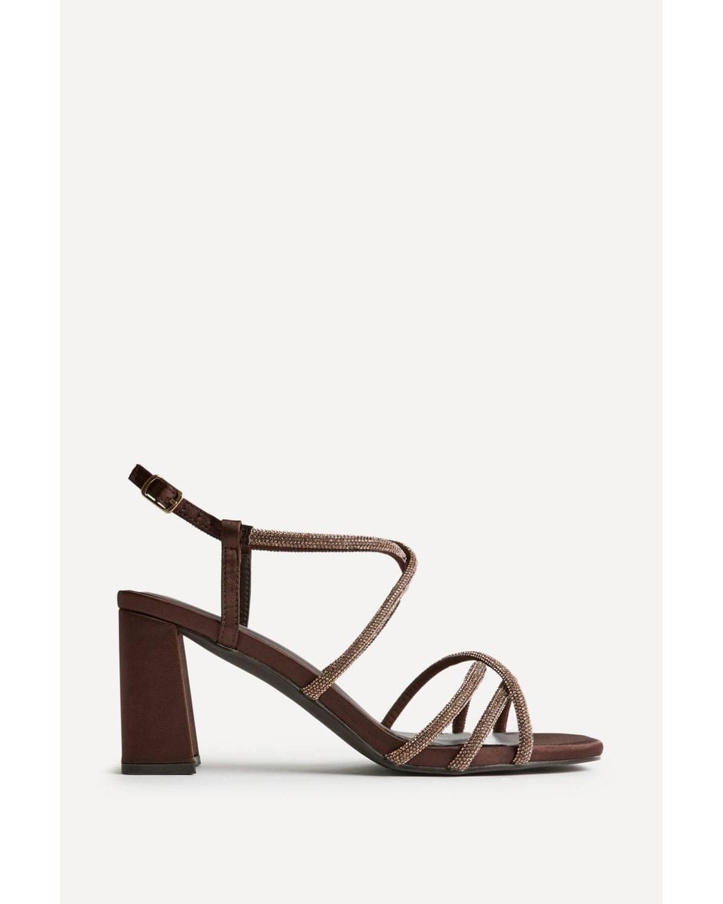 Linzi White Leyla Satin Diamante Heeled Sandals