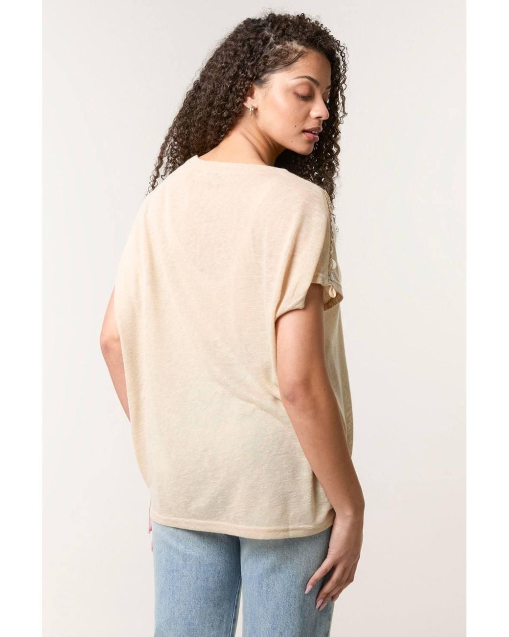 Blue Vanilla Natural Short Sleeve Round Neck Top