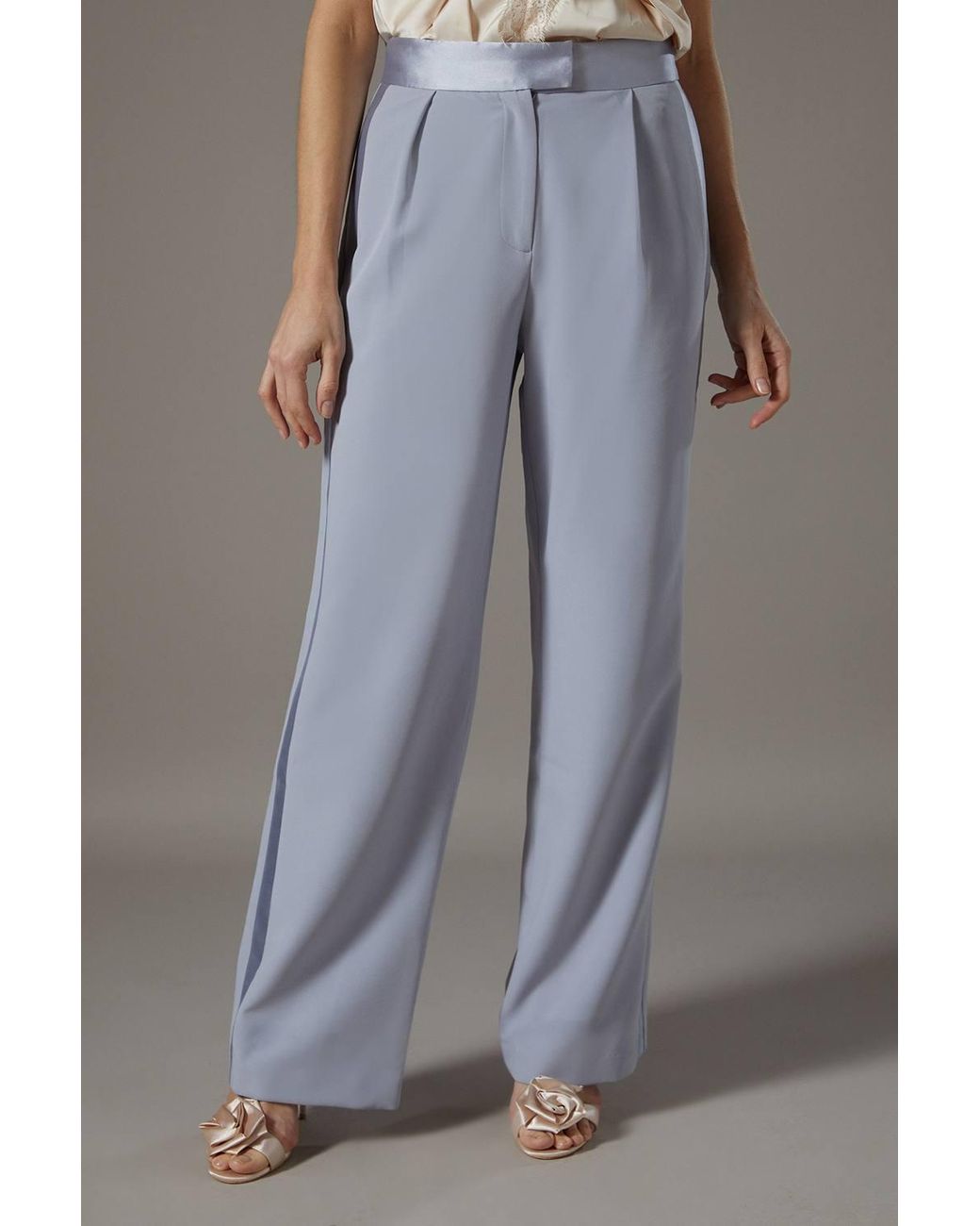 Coast Gray Satin Twill Panel Trouser