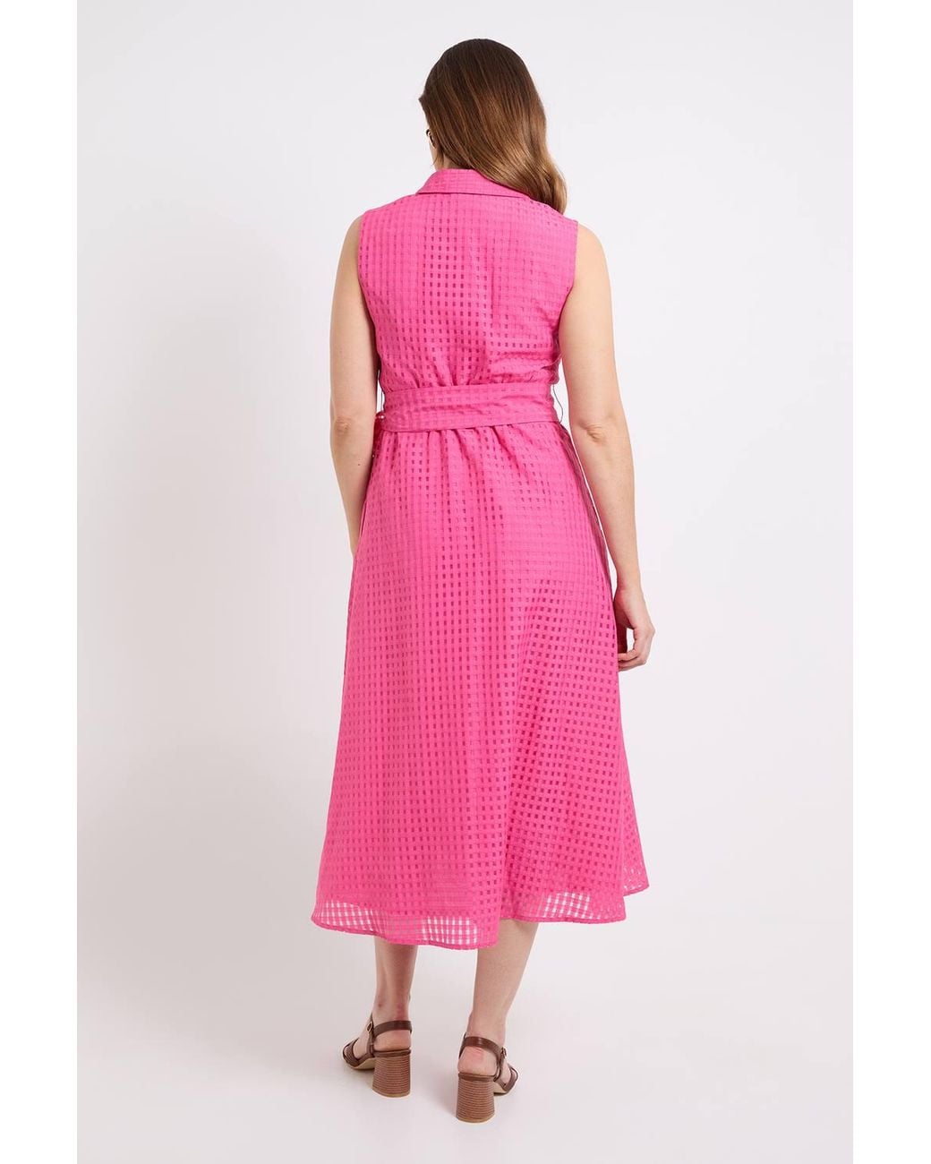 Wallis Pink Sleeveless Check Organza Shirt Dress
