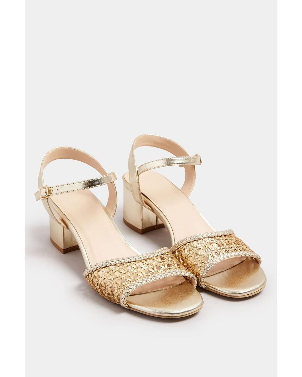 Long Tall Sally Natural Woven Strap Block Heels