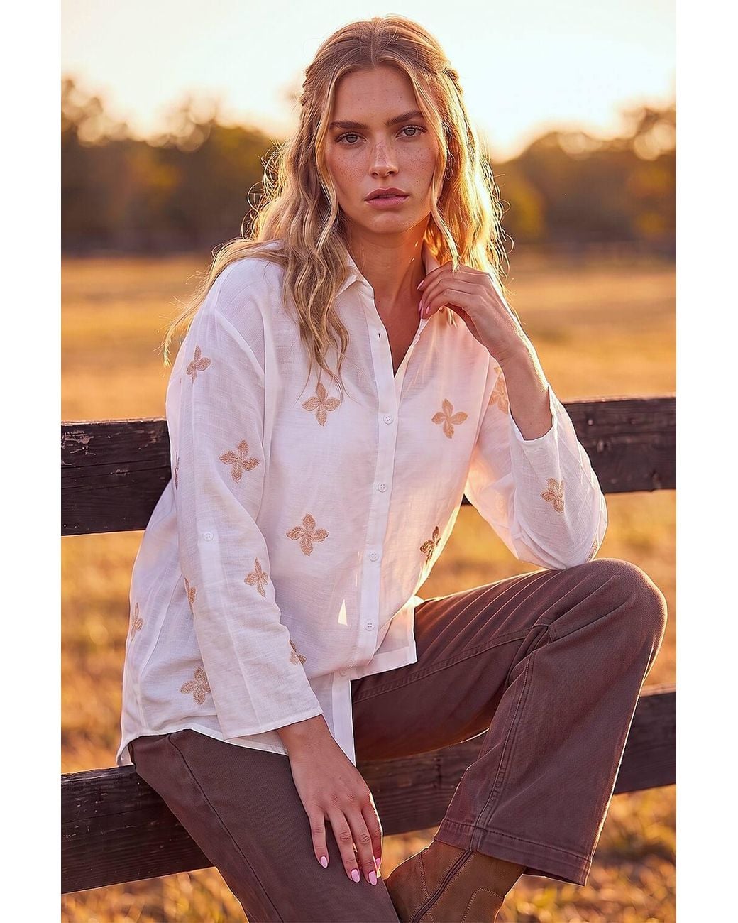 Roman Purple Floral Embroidered Shirt