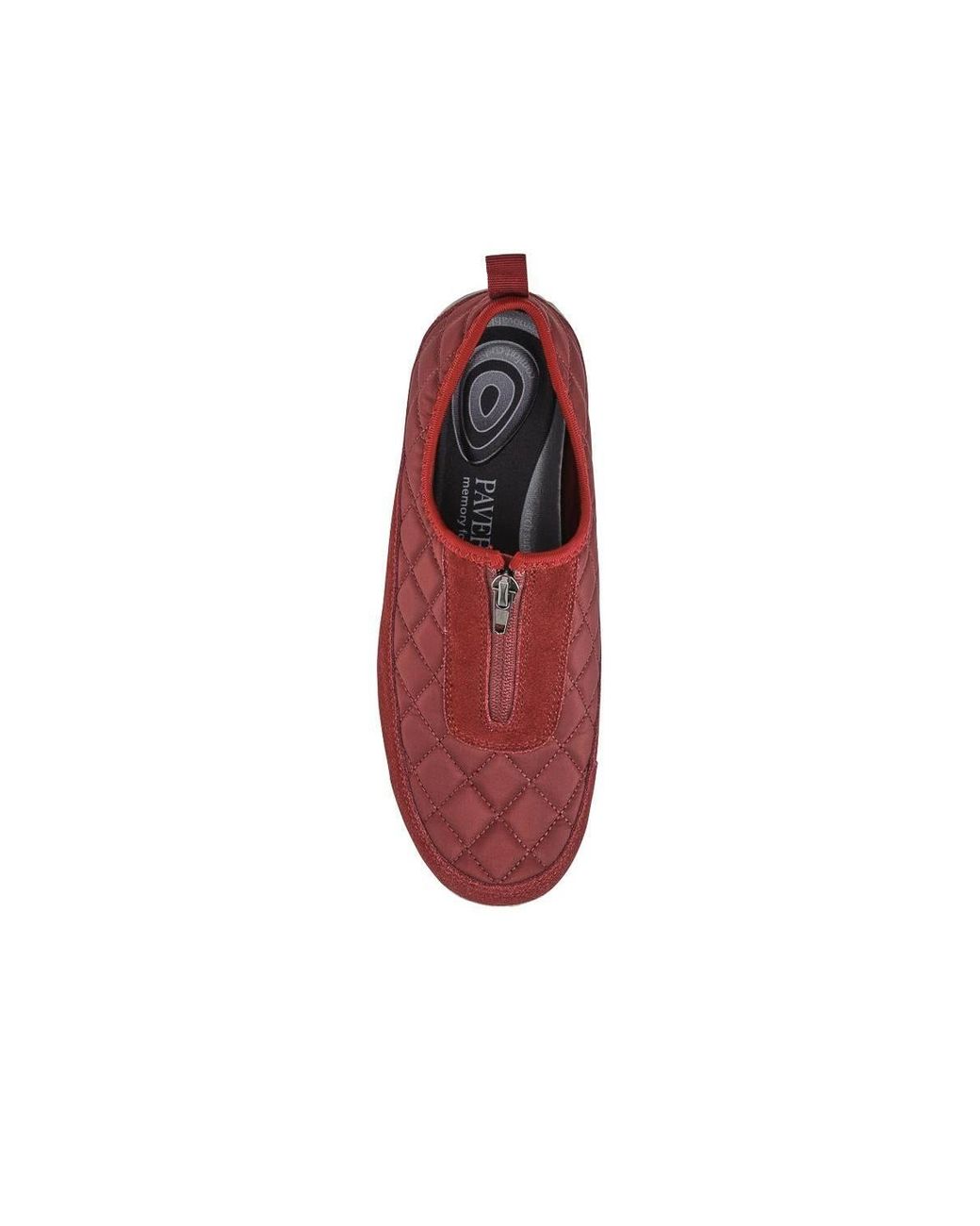 Pavers Red Wide Fit Leather Slip-On Shoes W/ Zip Fastening