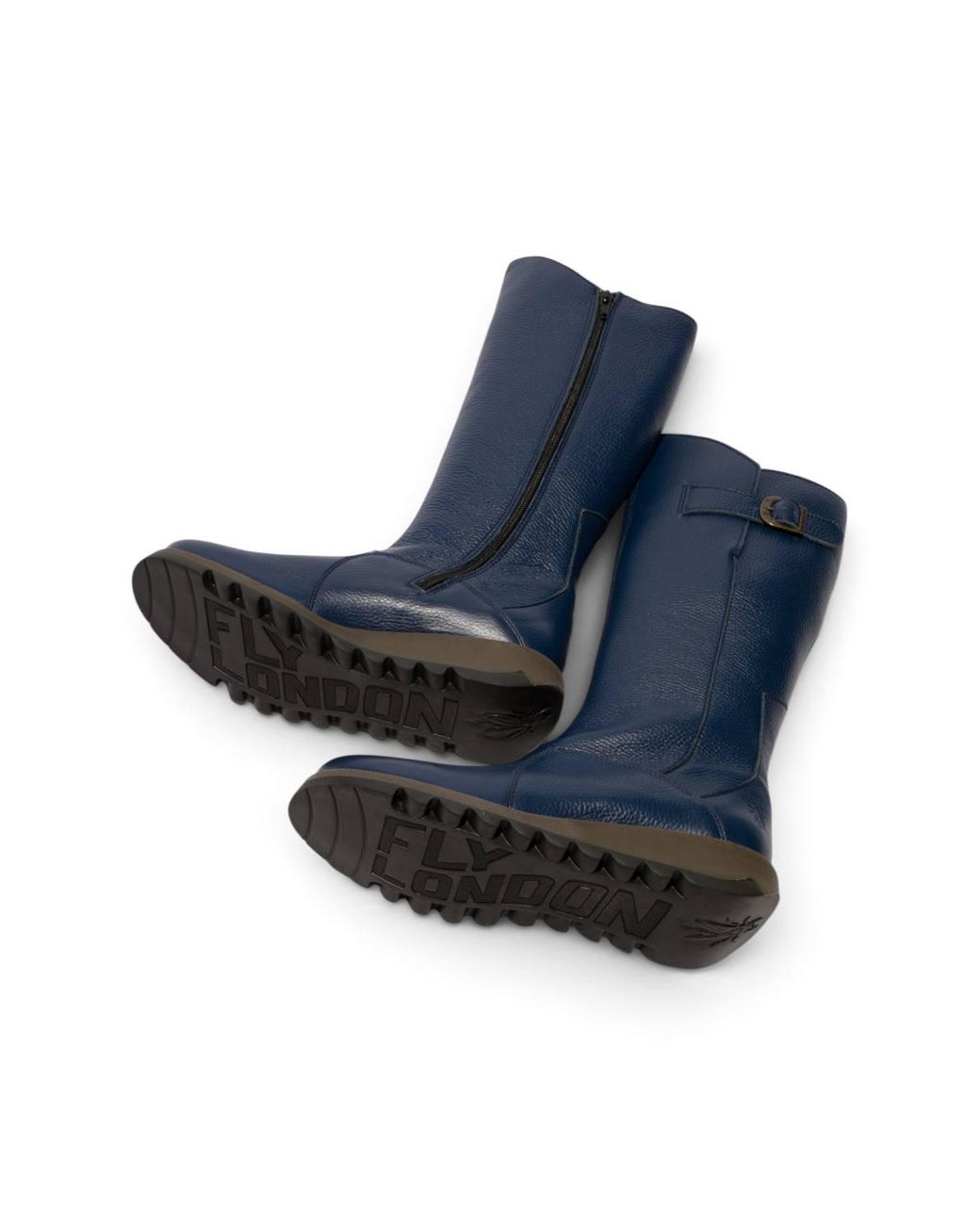 Infinity Leather Blue Leather Wedge Heel Knee High Long Boots
