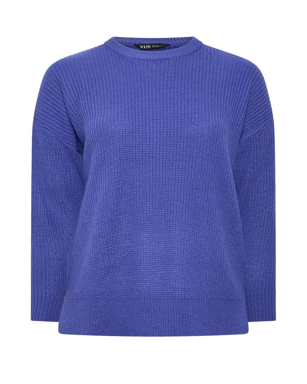 Yours Blue Crew-Neck Knitted Jumper