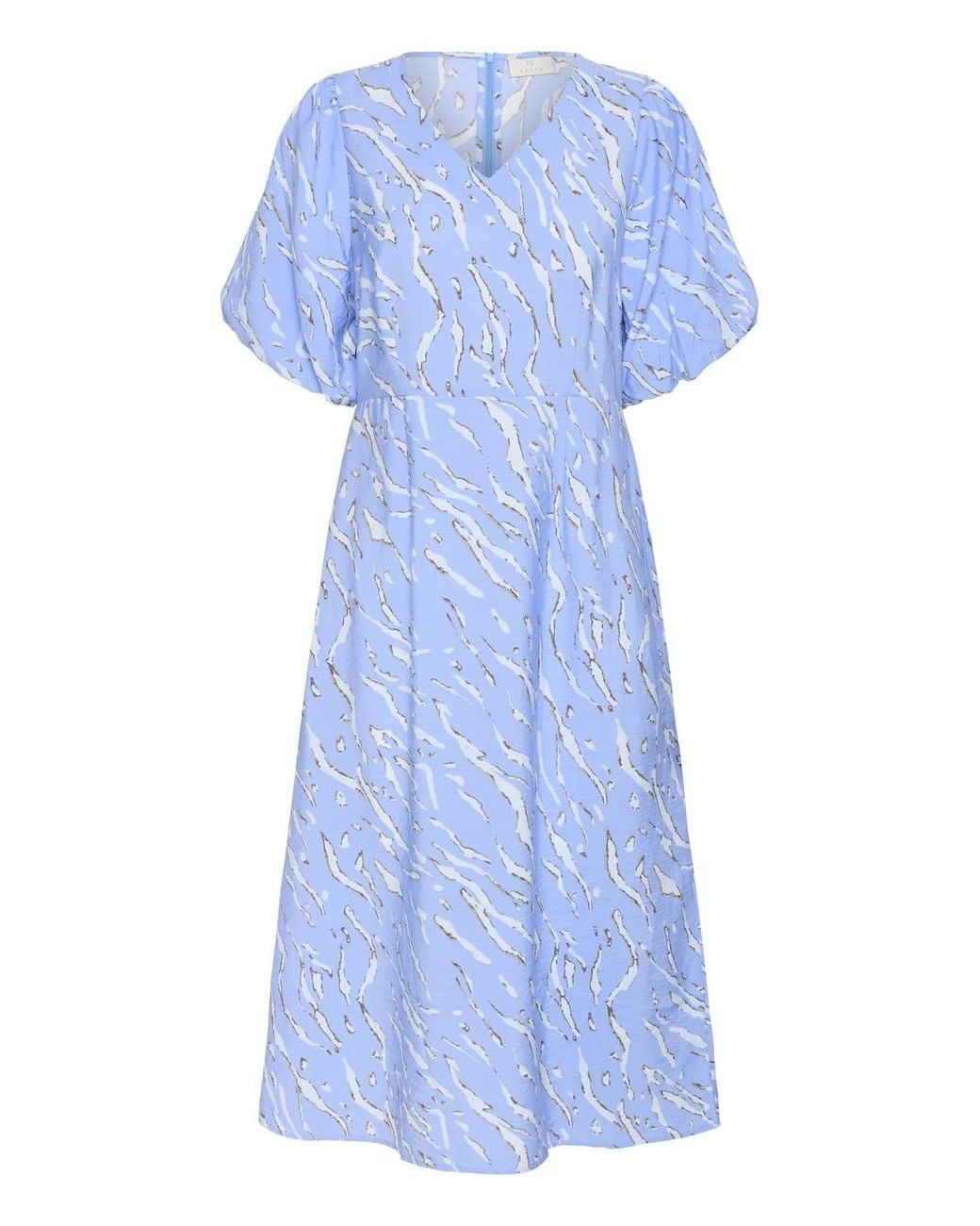 Kaffe Blue Kahannah Midi Dress Half Sleeves V-Neck