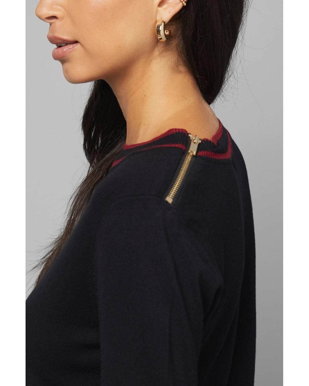 Wallis Black Zip Back Crew Knitted Jumper
