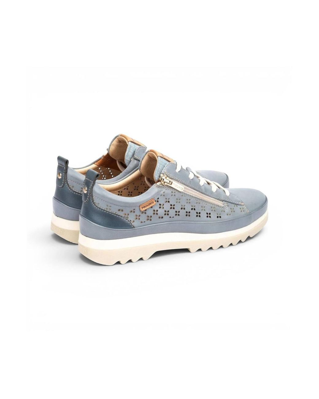 Infinity Leather Blue Pikolinos Leather Lace Up Zipped Trainer Sneaker Shoes