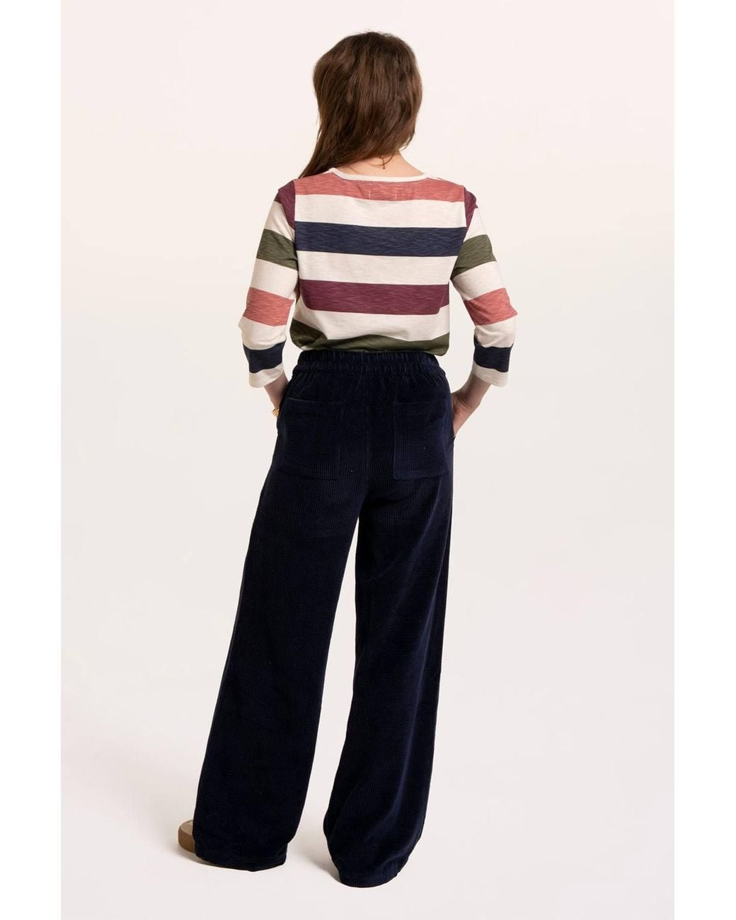 Brakeburn Blue Lulworth Multi Colour Stripe 3/4 Sleeve T-Shirt