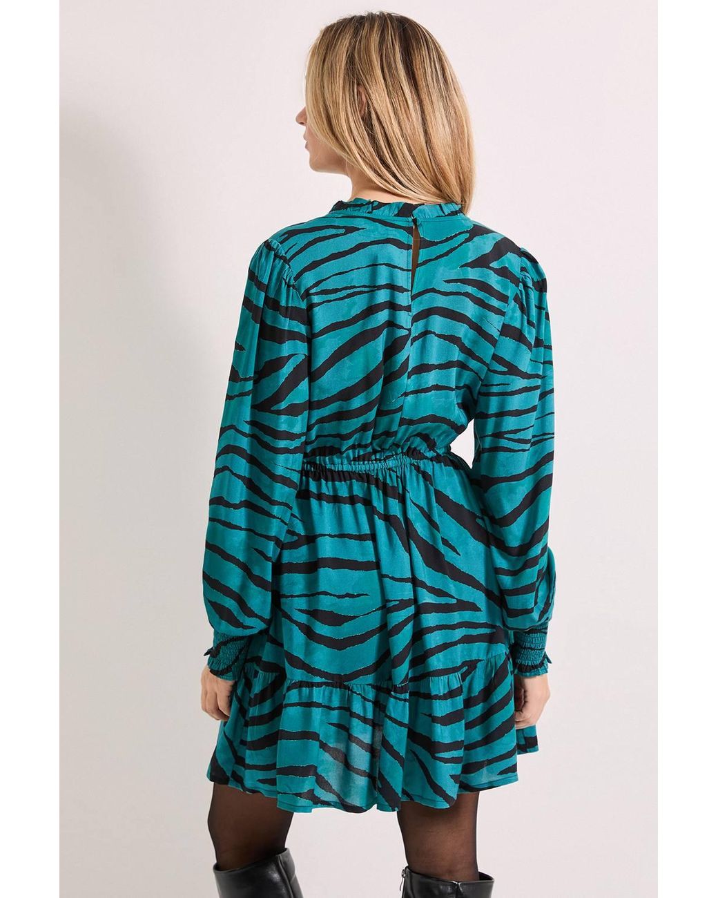 Dorothy Perkins Blue Frill Detail Tiered Smock Printed Mini Dress