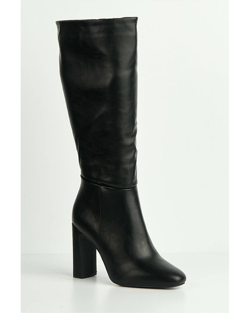 Miss Diva Black Riley Round Toe Knee High Boots