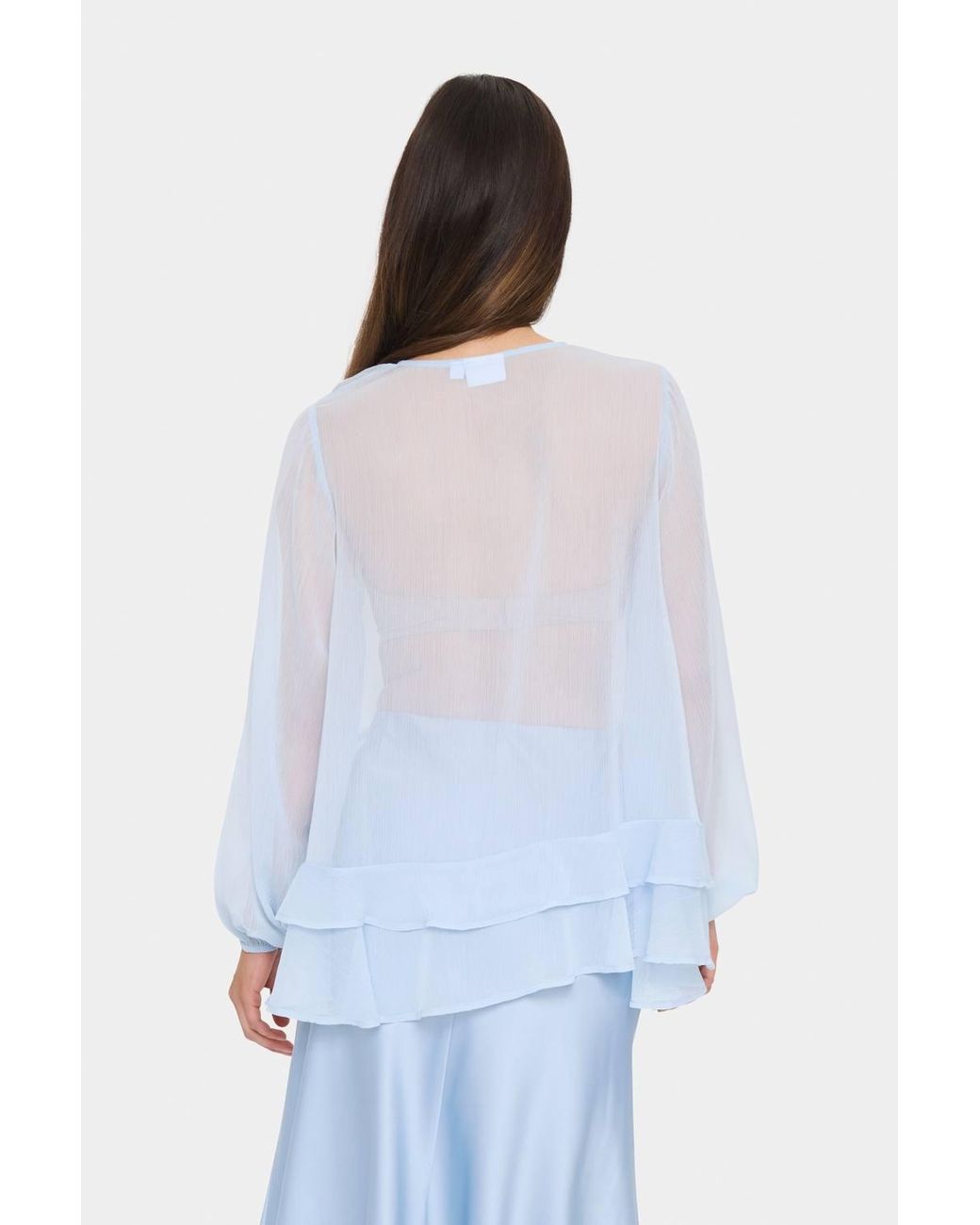 Saint Tropez White Lindzysz Flowy V Neck Blouse