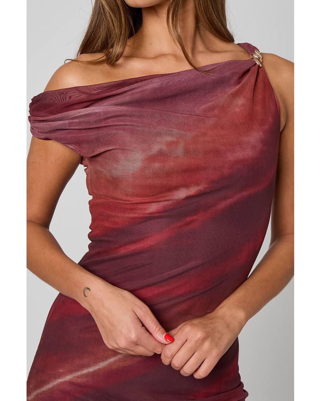 Urban Bliss Red Mesh Tie Dye Maxi Dress