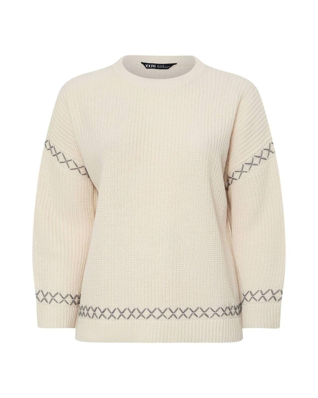 Yours Natural Blanket Stitch Jumper
