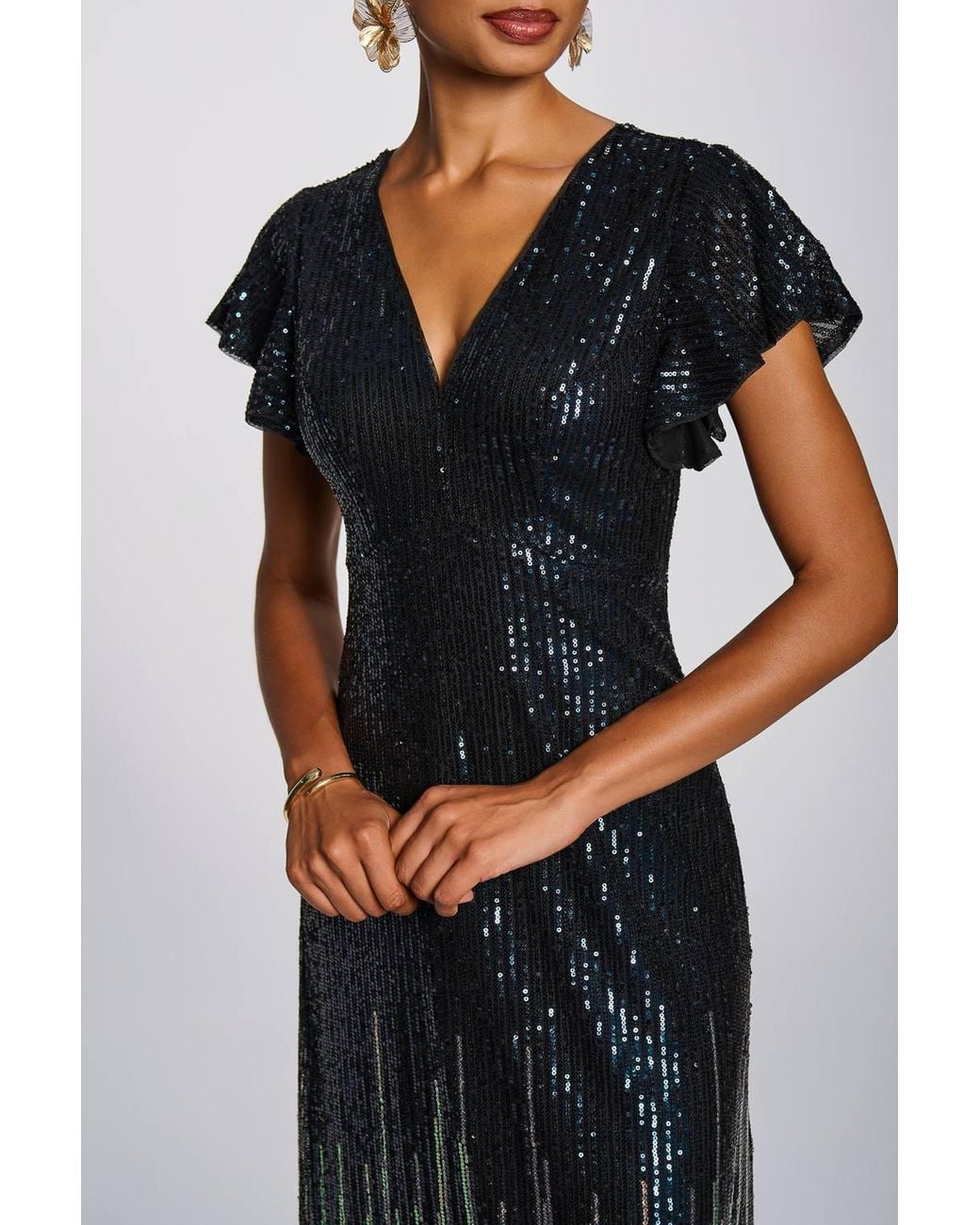 Jolie Moi Multicolor Placement Patterned Sequin Maxi Dress