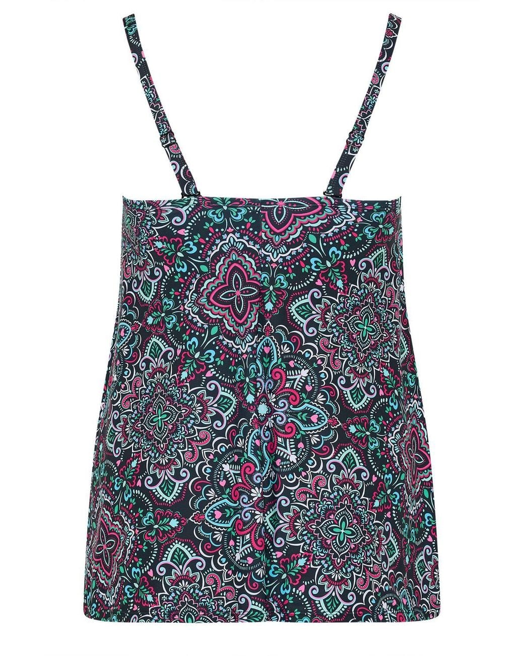 Yours Multicolor Aztec Print Pleated Tankini Top