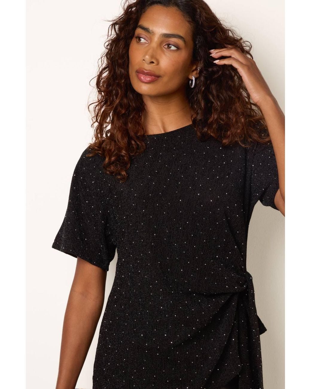 Blue Vanilla Black Short Sleeve Round Neck Top