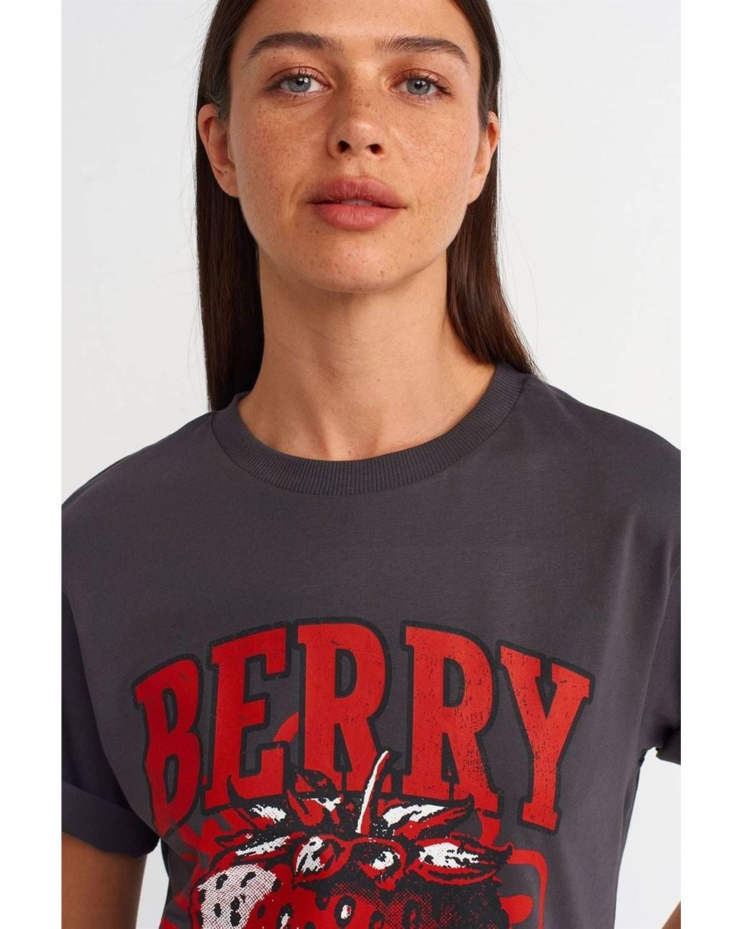 Dilvin Red Cotton Printed Crew Neck T-Shirt