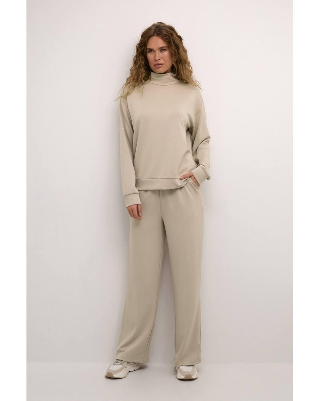 Kaffe Natural Kaannika Mock Neck Casual Fit Sweatshirt