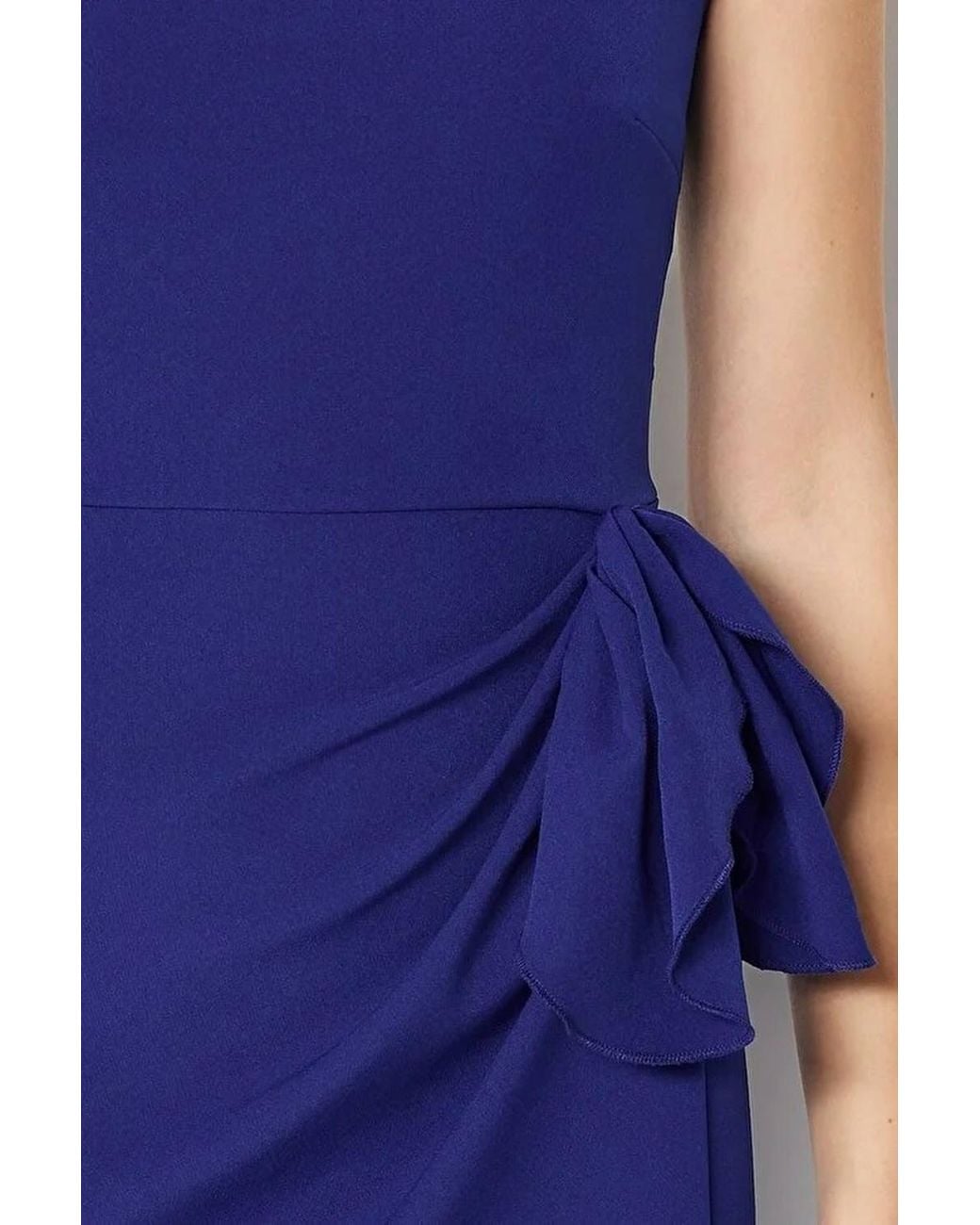 WOVCOR Blue One Shoulder Draped Maxi Dress