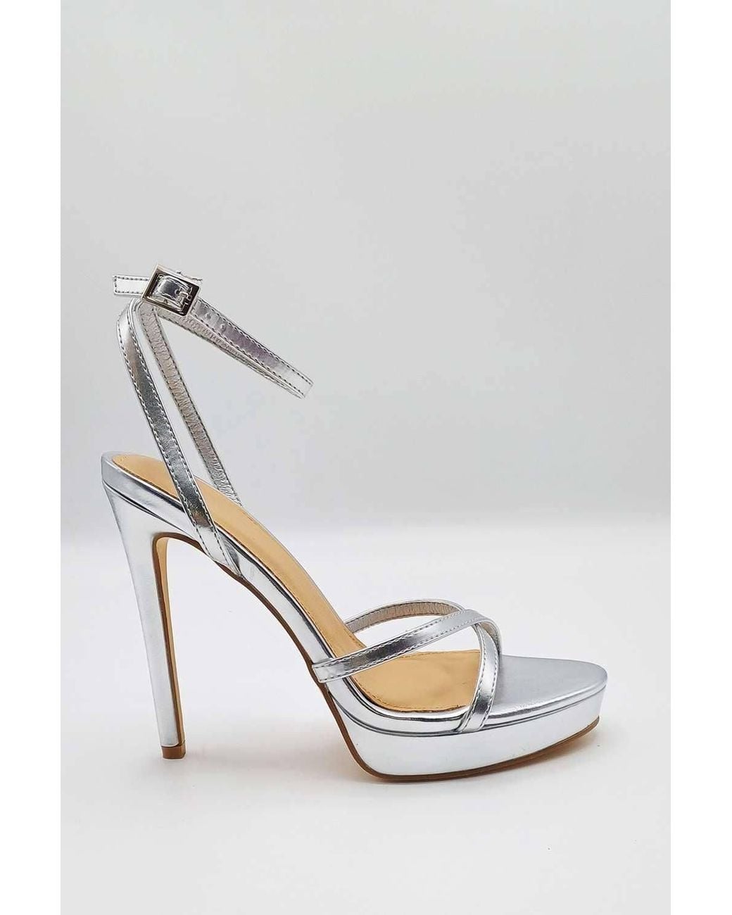 Miss Diva Metallic Kalilah Crossover Strap Platform Heeled Sandals