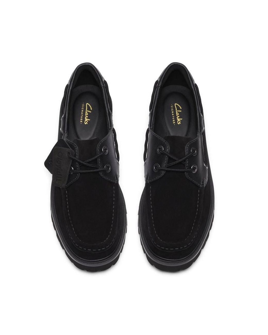 Clarks Black Cleyhill Boat Suede Slip Ons, Boat Shoes for men