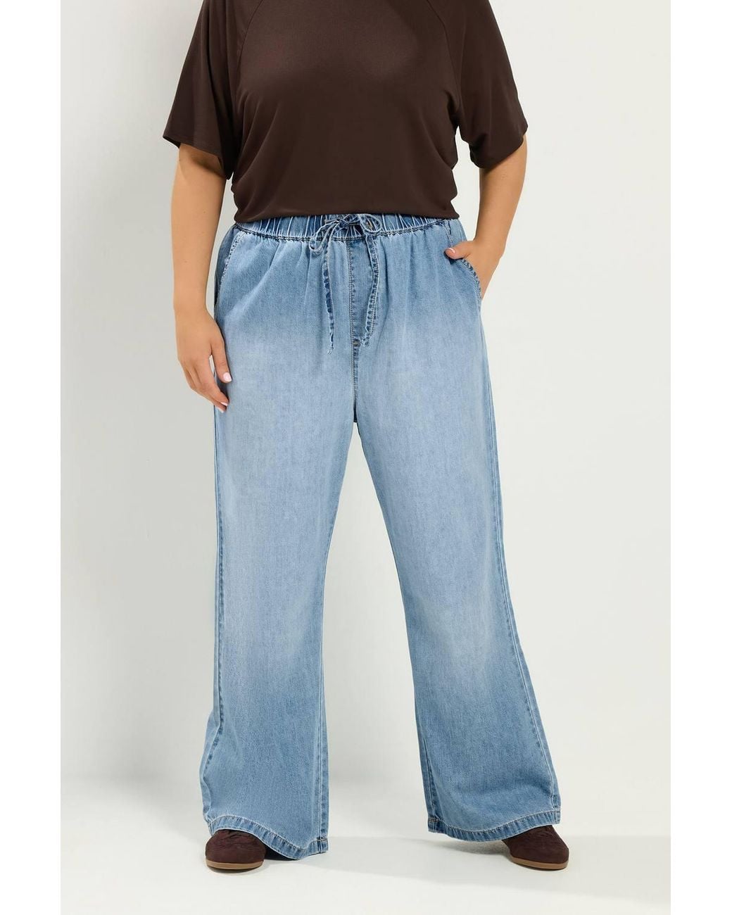 Yours Blue Drawstring Wide Leg Jeans