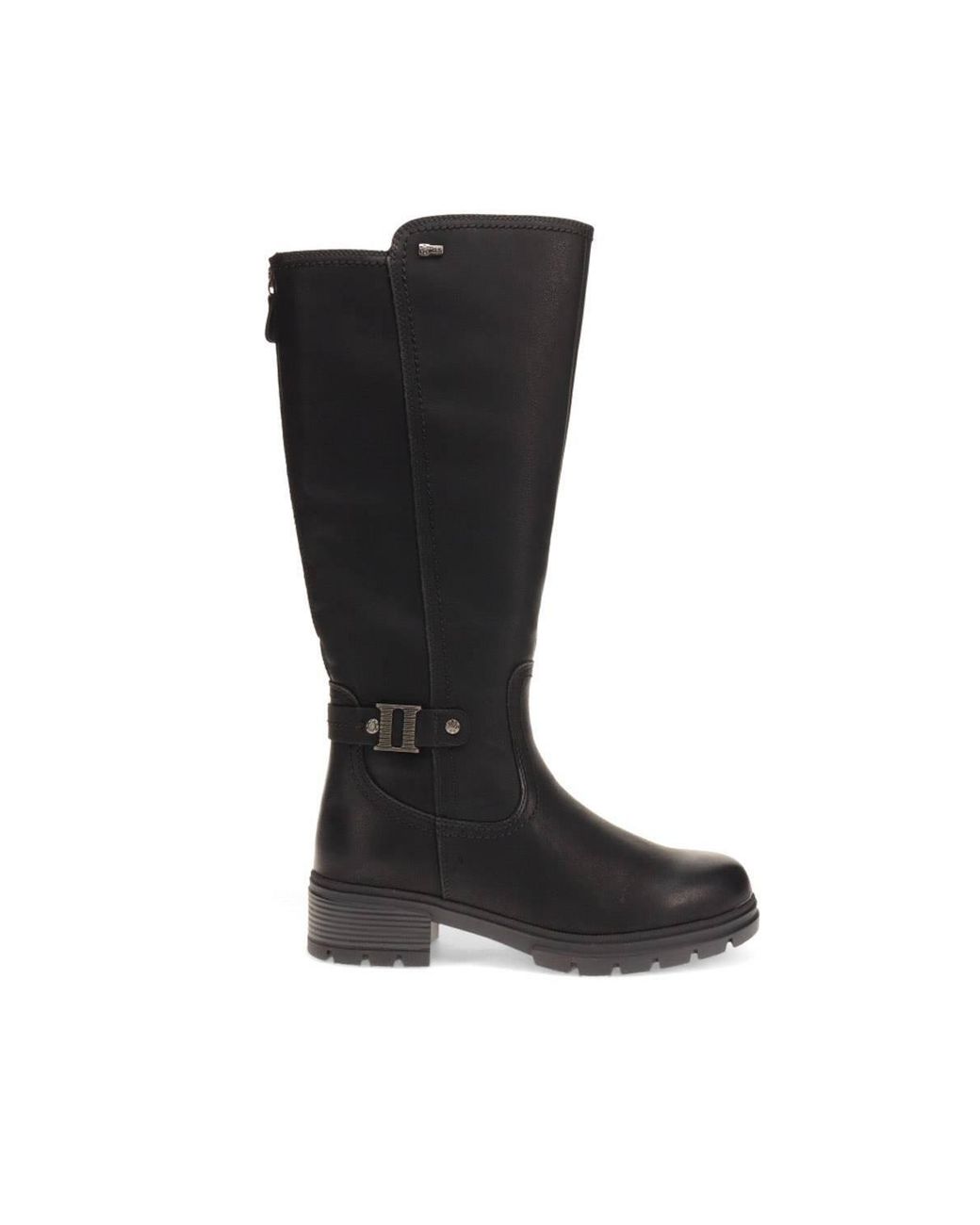 Pavers Black Buckle Detail Long Boots