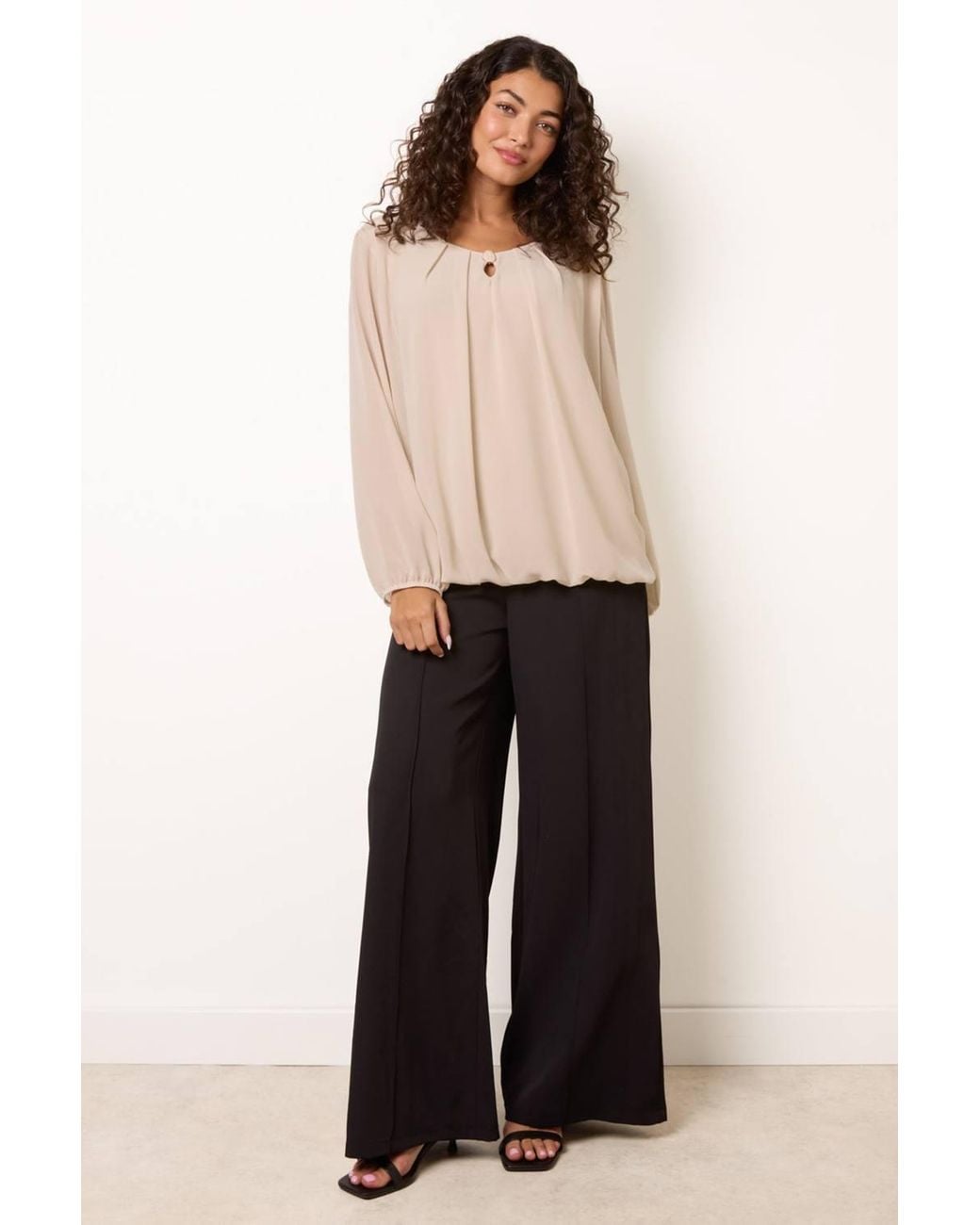 Blue Vanilla Natural Long Sleeve Round Neck Blouse