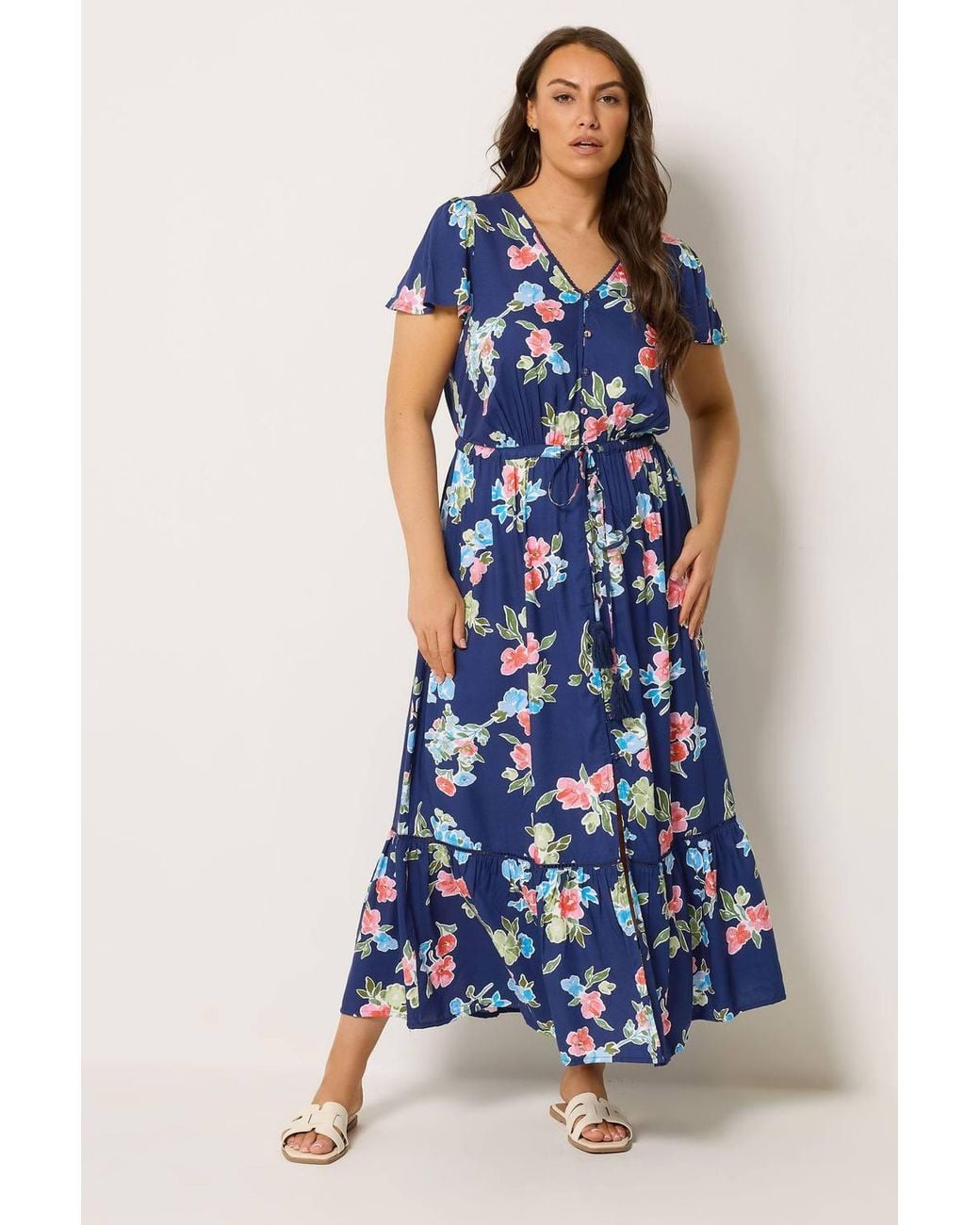 Yours Blue Floral Print Maxi Dress