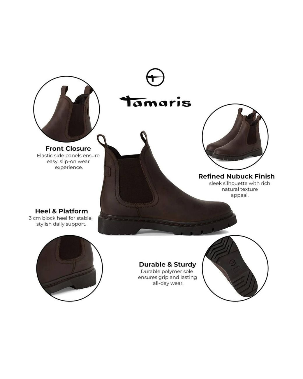 Infinity Leather Brown Tamaris Leather Classic Chelsea Ankle Boots