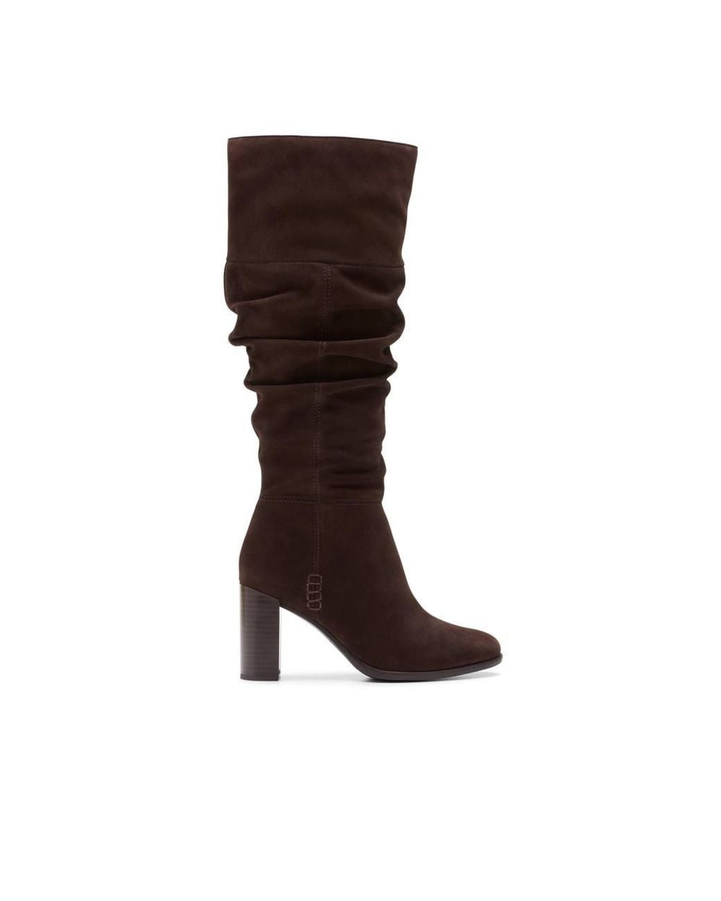 Clarks Brown Freva 85 Slouch Dark Suede Knee High Boots