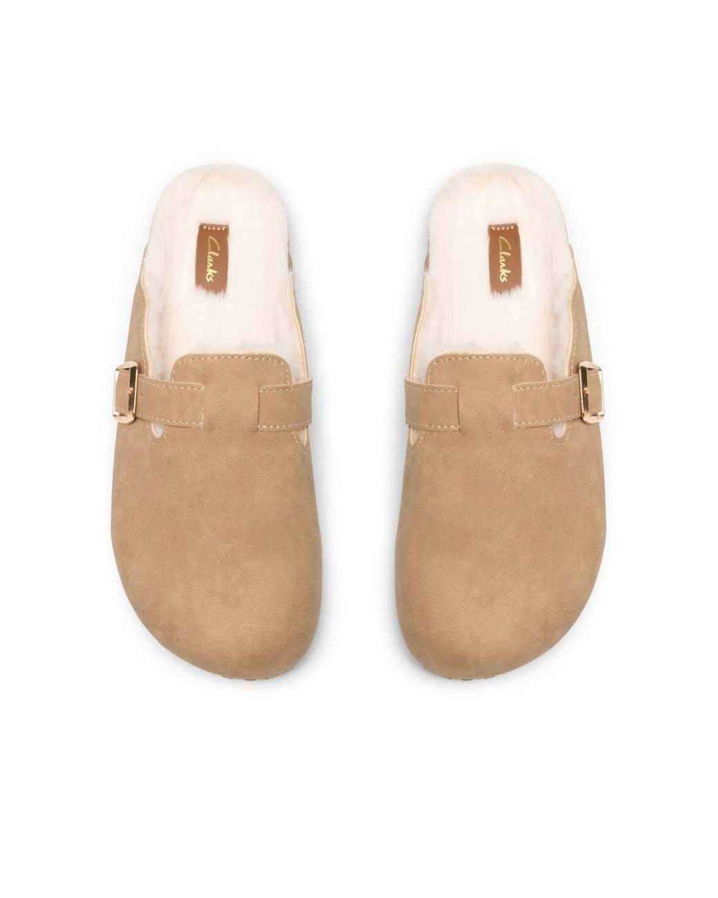 Clarks Natural Fira Clog Sand Slip Ons, Slippers