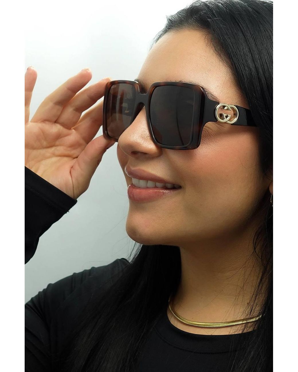 Gucci Brown Square Dark Havana W/ Dark Gg1692S