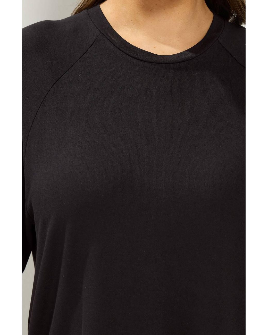 Yours Black Soft Touch Raglan T-Shirt