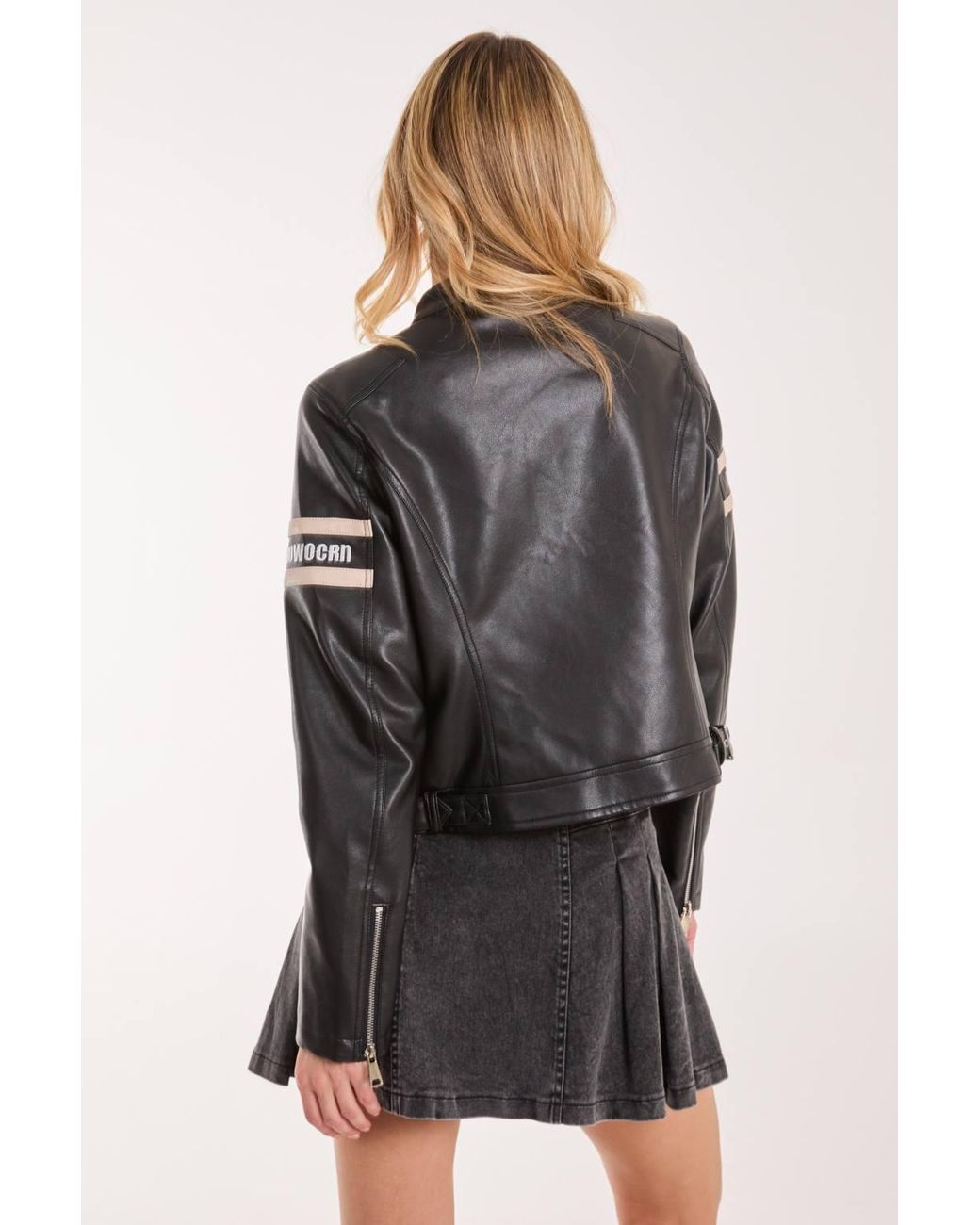 Pink Vanilla Black Patch Mix Motocross Biker Jacket