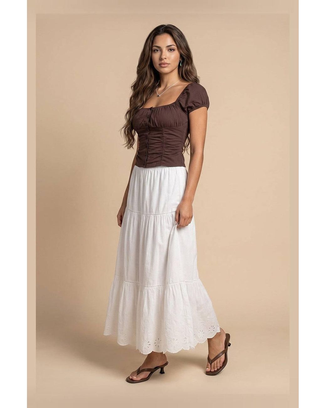 Urban Bliss Natural Broderie Maxi Skirt