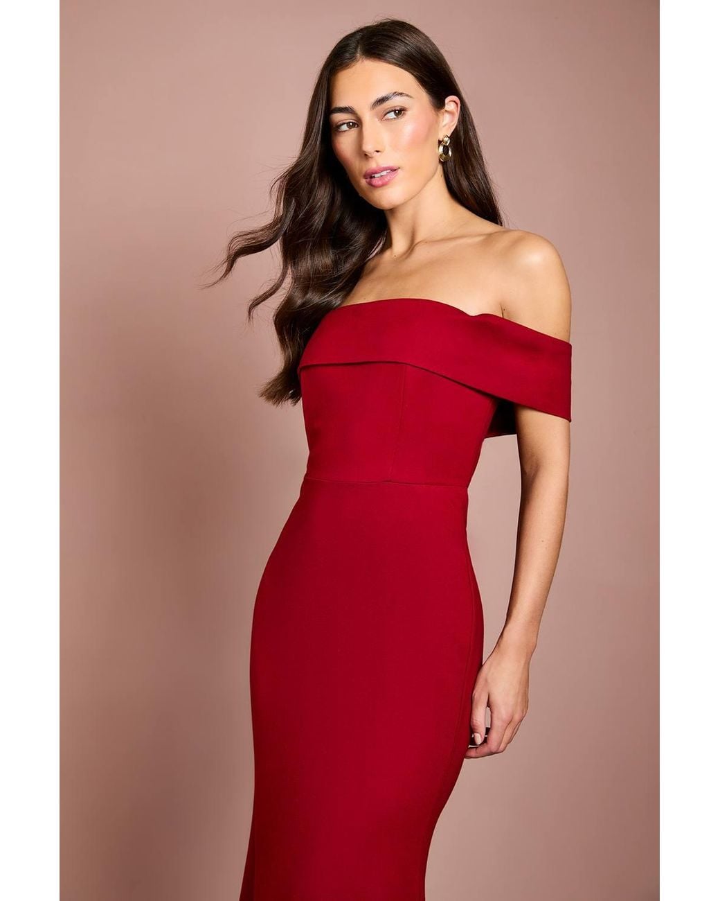 Coast Red Ponte Bardot Maxi Dress