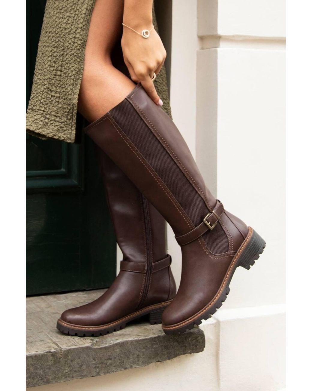Linzi Brown Gilded Long Low Boots